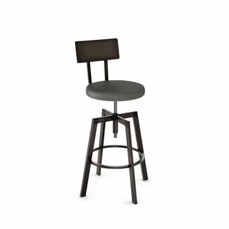 Architect Upholstered Screw Stool with Metal Backrest